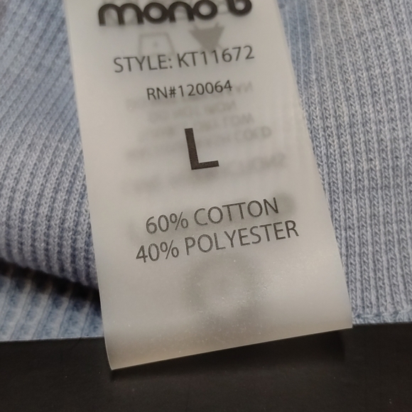 Mono b Blouse Women's Gray Waffle Pullover Stretch Comfy Crewneck Top Sz L NWT - Picture 9 of 9